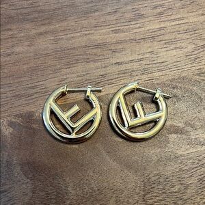 Fendi FF gold hoop earrings
